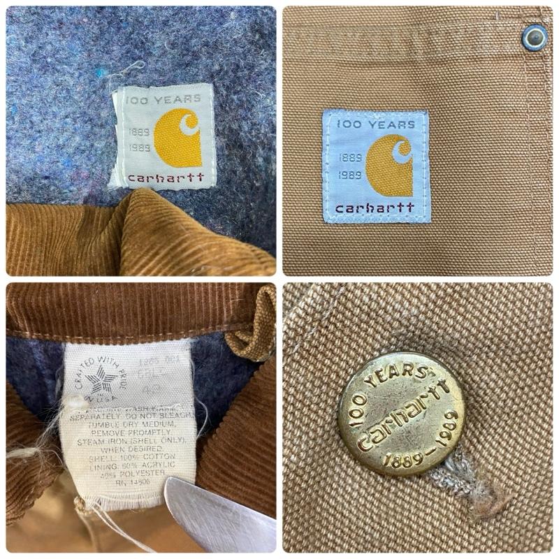 カーハート Carhartt ジャケット、上着 ジャンパー、ブルゾン 80 s carhartt Michigan Chore Coat 100th Anniversary フード付き 42 USA製 42 ワンポイント ベージュ / ベージュ / beige X 茶 / ブラウン / brown メンズ USED 古着 中古 50146819