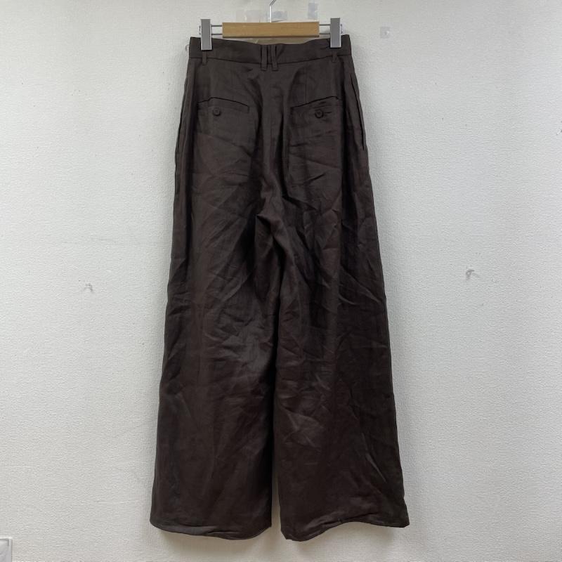 エトレトウキョウ ETRE TOKYO パンツ ワークパンツ、ペインターパンツ 1225320159 ドロストヘム リネン ワイド パンツ ジップフライ 麻 S 無地 茶 / ブラウン / brown レディース USED 古着 中古 50146830
