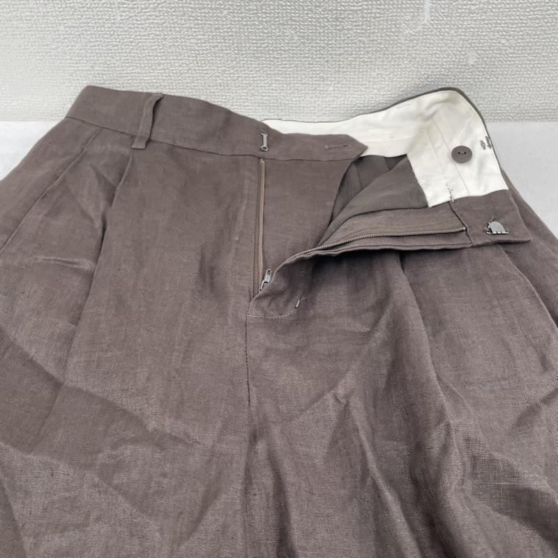 エトレトウキョウ ETRE TOKYO パンツ ワークパンツ、ペインターパンツ 1225320159 ドロストヘム リネン ワイド パンツ ジップフライ 麻 S 無地 茶 / ブラウン / brown レディース USED 古着 中古 50146830