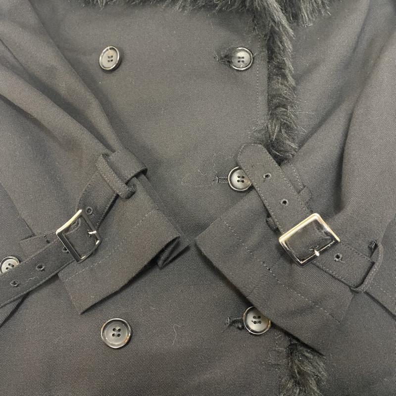 コムデギャルソンオムプリュス COMME des GARCONS HOME PLUS コート 毛皮、ファー 23AW PL-C005 フェイクファー ノーカラーコート black S S 無地 黒 / ブラック / black レディース USED 古着 中古 50146832