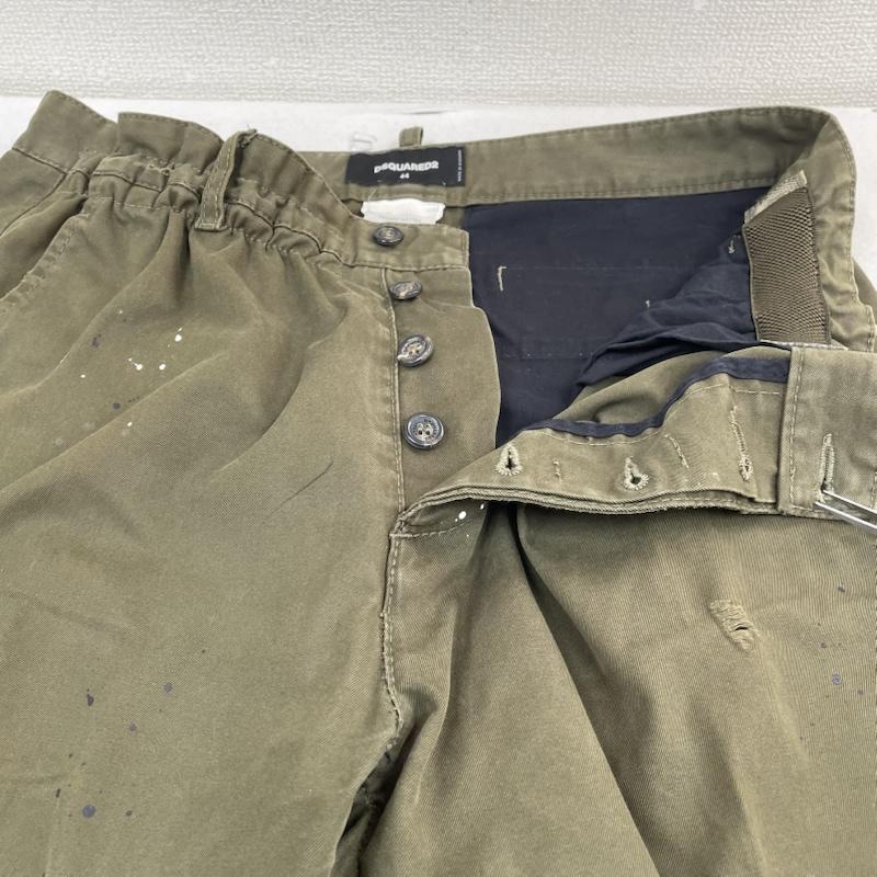 ディースクエアード2 DSQUARED2 パンツ ワークパンツ、ペインターパンツ 74KA097441794 パッチワーク ペイント加工 トラウザーパンツ ダメージ加工 クラッシュ 44 ダメージ加工 X  カーキ / カーキ / khaki メンズ USED 古着 中古 50146840