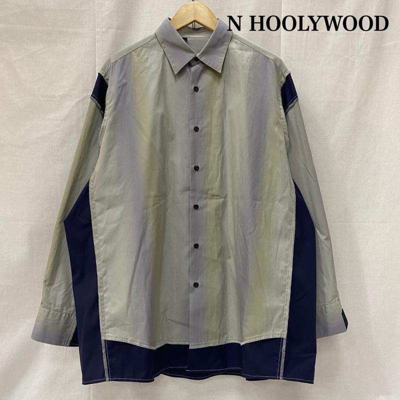 エヌハリウッド N.HOOLYWOOD シャツ、ブラウス 長袖 2251-SH28-011 グラデーションストライプ デザイン長袖シャツ 38 GRAY 38 グラデーション X ストライプ 灰 / グレー / gray X 紺 / ネイビー / navy メンズ USED 古着 中古 50146873