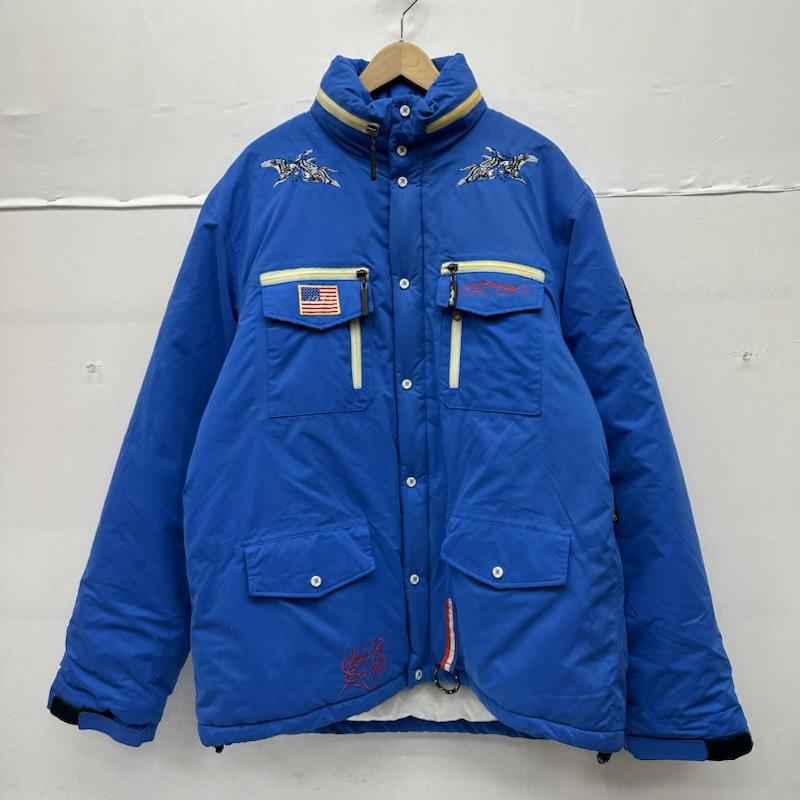 エドハーディー Ed Hardy ジャケット、上着 ジャンパー、ブルゾン イーグル プリント ナイロン 中綿 ジャケット 刺繍 ワッペン XL 青 / ブルー / blue メンズ USED 古着 中古 50146890