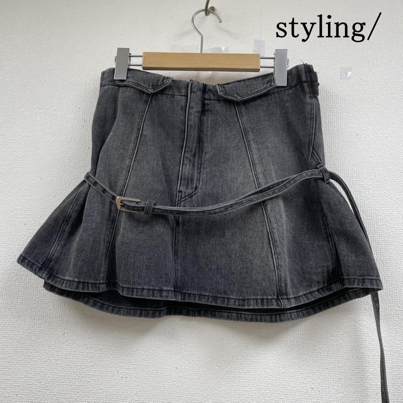 スタイリング styling/ チューブトップ、ベアトップ チューブトップ、ベアトップ 16WFT241032 レディース デニム ビスチェ フレア 無地 ベルト付き one 無地 黒 / ブラック / black レディース USED 古着 中古 50146924