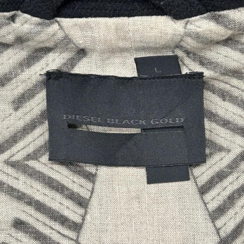 ディーゼル ブラック ゴールド DIESEL BLACK GOLD ジャケット、上着 ジャンパー、ブルゾン スタンドカラージャケット 裏地柄 ウエストタブ Lサイズ ブラック L 無地 黒 / ブラック / black メンズ USED 古着 中古 50146955