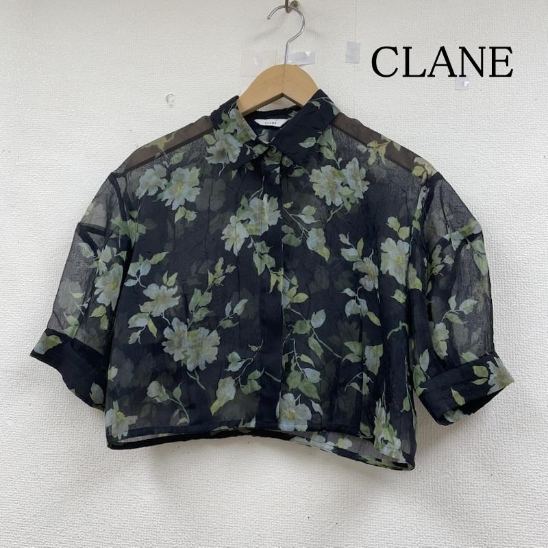 クラネ CLANE シャツ、ブラウス 半袖 半袖 シャツ SHEER FLOWER SHORT SLEEVE SHIRTS フラワー 18122-4222 1 花柄 X 総柄 黒 / ブラック / black X マルチカラー / マルチカラー / multicolor レディース USED 古着 中古 50146991