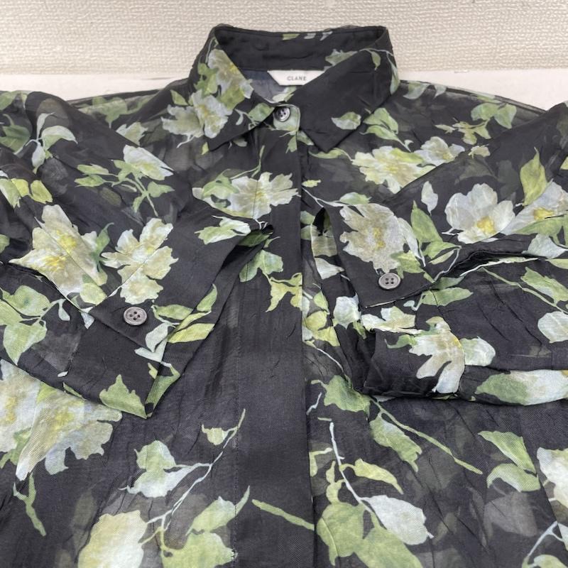 クラネ CLANE シャツ、ブラウス 半袖 半袖 シャツ SHEER FLOWER SHORT SLEEVE SHIRTS フラワー 18122-4222 1 花柄 X 総柄 黒 / ブラック / black X マルチカラー / マルチカラー / multicolor レディース USED 古着 中古 50146991