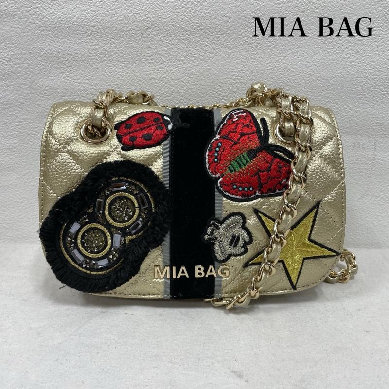 古着 USED ショルダーバッグ ショルダーバッグ MIA BAG ミアバッグ チェーン ショルダー バッグ キルティング ワッペン パッチ レザー - ロゴ、文字 X 刺繍 金 / ゴールド / gold color X マルチカラー / マルチカラー / multicolor レディース USED 古着 中古 50147005