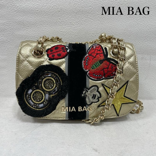 古着 USED ショルダーバッグ ショルダーバッグ MIA BAG ミアバッグ チェーン ショルダー バッグ キルティング ワッペン パッチ レザー - ロゴ、文字 X 刺繍 金 / ゴールド / gold color X マルチカラー / マルチカラー / multicolor レディース USED 古着 中古 50147005