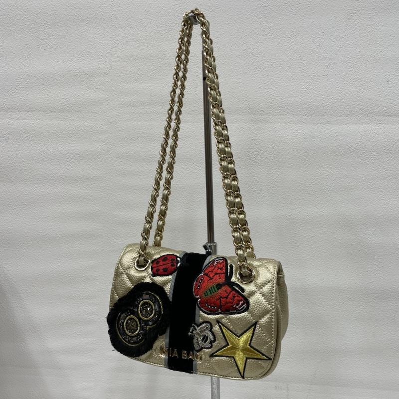 古着 USED ショルダーバッグ ショルダーバッグ MIA BAG ミアバッグ チェーン ショルダー バッグ キルティング ワッペン パッチ レザー - ロゴ、文字 X 刺繍 金 / ゴールド / gold color X マルチカラー / マルチカラー / multicolor レディース USED 古着 中古 50147005