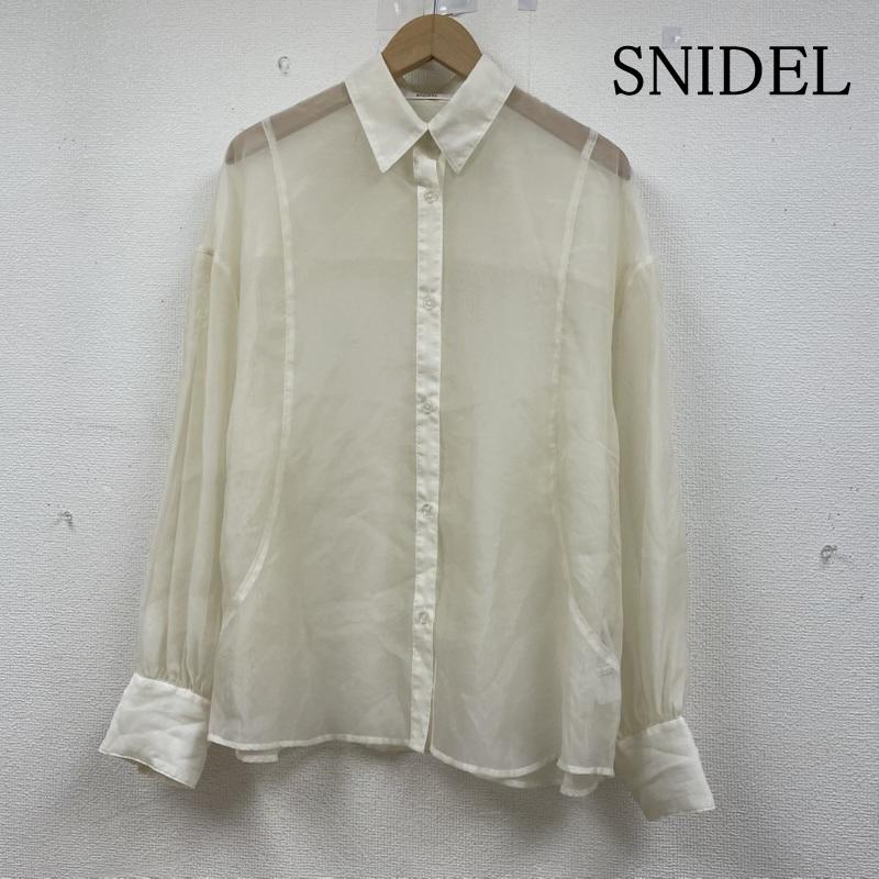 スナイデル SNIDEL シャツ、ブラウス 長袖 SWFB234277 シアー オーバーシャツ 長袖 ブラウス Shirt ロングスリーブ ボタン FREE 無地 オフホワイト / オフホワイト / レディース USED 古着 中古 50147007