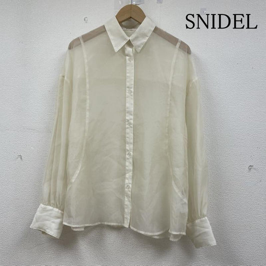スナイデル SNIDEL シャツ、ブラウス 長袖 SWFB234277 シアー オーバーシャツ 長袖 ブラウス Shirt ロングスリーブ ボタン FREE 無地 オフホワイト / オフホワイト / レディース USED 古着 中古 50147007