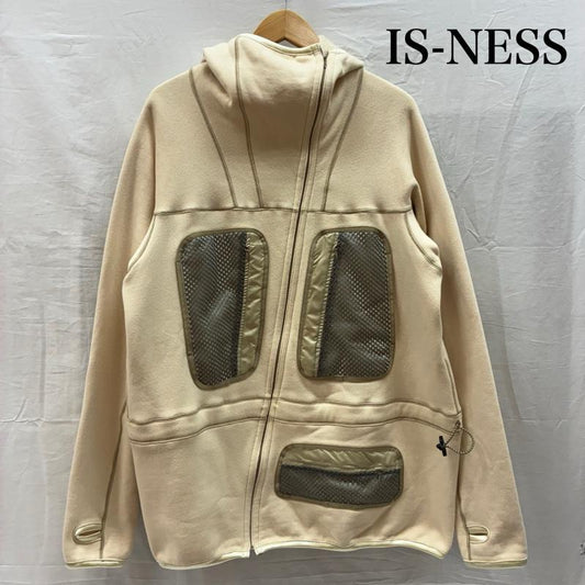 イズネス is-ness パーカー 長袖 ユーティリティ メッシュ ポケット 裏起毛 変形 ジップアップ パーカー 40 アイボリー / アイボリー / X カーキ / カーキ / khaki X 灰 / グレー / gray メンズ USED 古着 中古 50147016