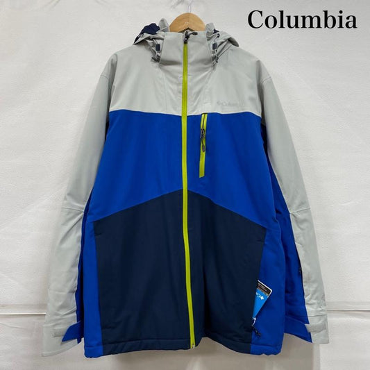 コロンビア Columbia ジャケット、上着 ジャンパー、ブルゾン マウンテンパーカーフルジップ ブルゾン OMNI-TECH オムニテック XL ワンポイント X ロゴ、文字 X プリント 灰 / グレー / gray X 青 / ブルー / blue X 紺 / ネイビー / navy X 黄緑 / イエローグリーン / メンズ USED 古着 中古 50147018