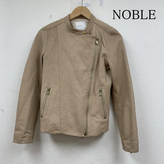 ノーブル NOBLE ジャケット、上着 レザージャケット ラム レザー シングル ライダース ジャケット ジップアップ 羊革 18-011-240-7000-3-0 36 無地 ベージュ / ベージュ / beige レディース USED 古着 中古 50147025