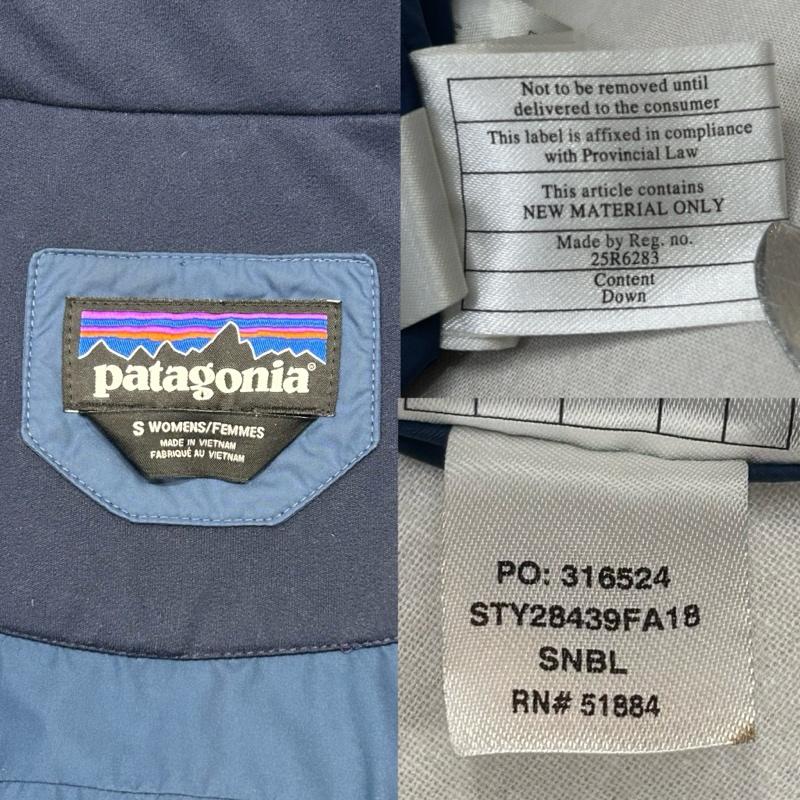 パタゴニア patagonia コート ダウンコート ロングダウンコート Aライン フード付き 28439FA18 S 無地 紺 / ネイビー / navy レディース USED 古着 中古 50147132
