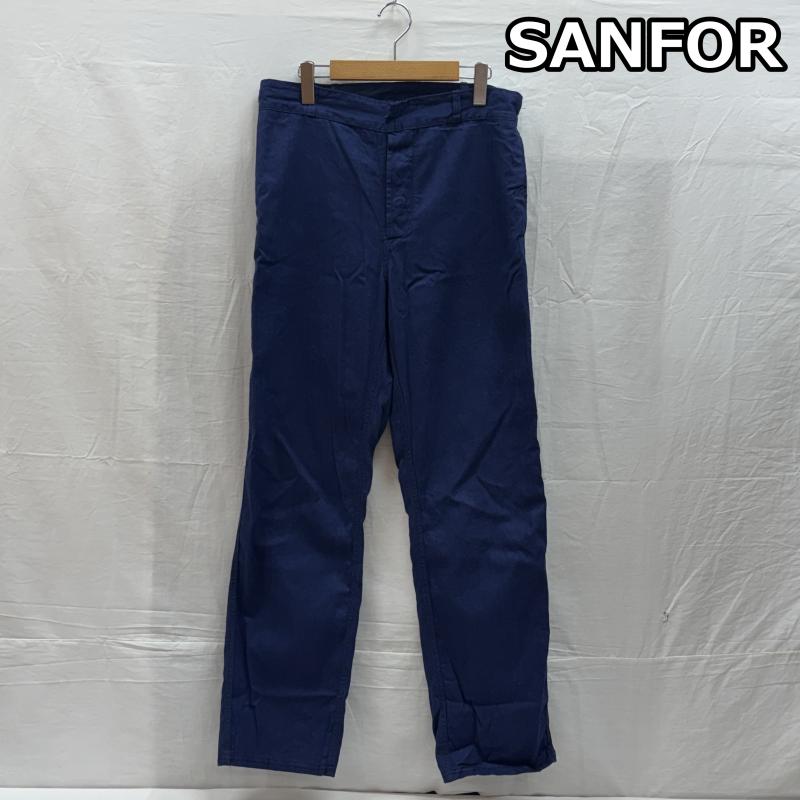 古着 USED ボトムス ボトムス SANFOR ヘリンボーン フレンチ ワーク パンツ サイドアジャスター 紺 ネイビー 48 紺 / ネイビー / navy メンズ USED 古着 中古 50147138