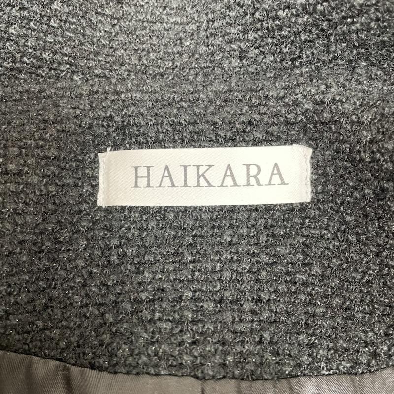 古着 USED コート コート一般 HAIKARA ミディ丈 コート ジャケット レース フリル ダブルブレスト ツイード 無地 白 / ホワイト / white X 黒 / ブラック / black レディース USED 古着 中古 50147230