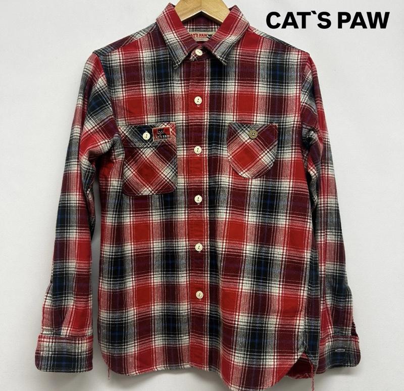 古着 USED シャツ、ブラウス 長袖 cat`s paw 長袖シャツ チャックシャツ S チェック 赤 / レッド / red メンズ USED 古着 中古 50147236