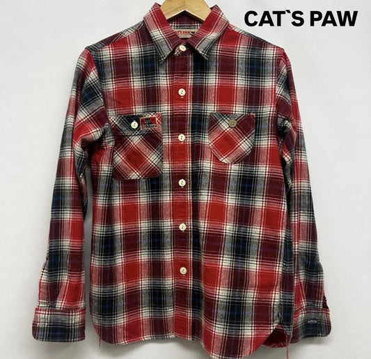 古着 USED シャツ、ブラウス 長袖 cat`s paw 長袖シャツ チャックシャツ S チェック 赤 / レッド / red メンズ USED 古着 中古 50147236