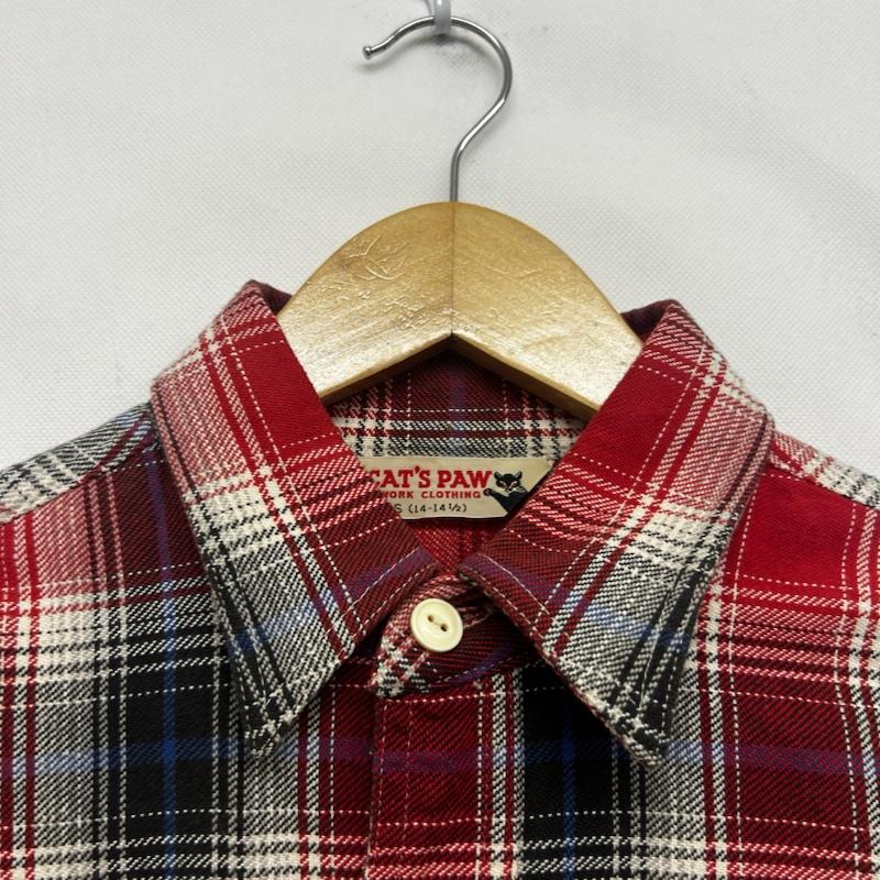 古着 USED シャツ、ブラウス 長袖 cat`s paw 長袖シャツ チャックシャツ S チェック 赤 / レッド / red メンズ USED 古着 中古 50147236