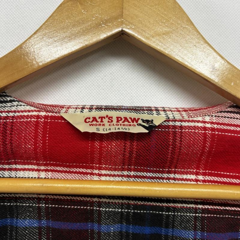 古着 USED シャツ、ブラウス 長袖 cat`s paw 長袖シャツ チャックシャツ S チェック 赤 / レッド / red メンズ USED 古着 中古 50147236