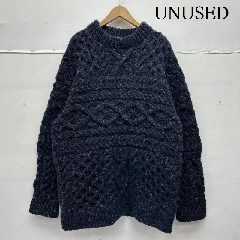 アンユーズド UNUSED ニット、セーター 長袖 19AW hand knit cable sweater クルーネック ケーブル ニット US1702 4 紺 / ネイビー / navy メンズ USED 古着 中古 50147245