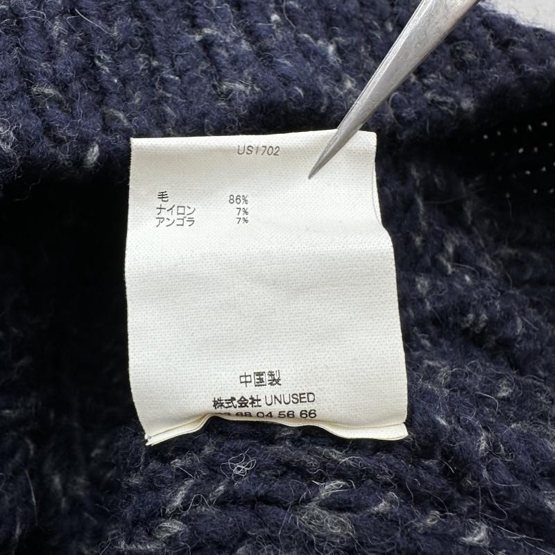 アンユーズド UNUSED ニット、セーター 長袖 19AW hand knit cable sweater クルーネック ケーブル ニット US1702 4 紺 / ネイビー / navy メンズ USED 古着 中古 50147245