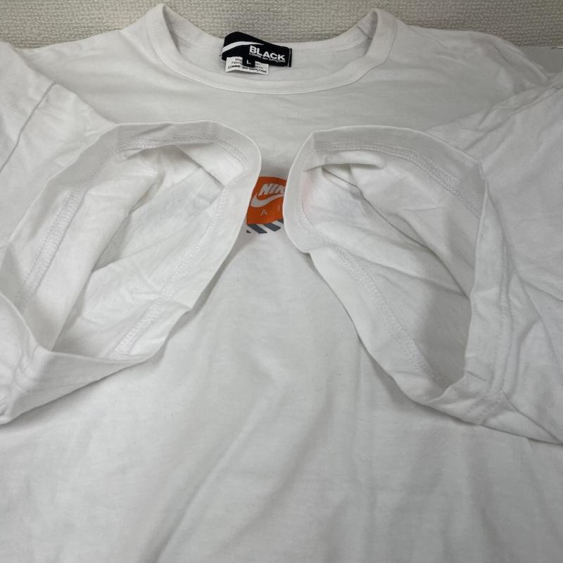 ブラックコムデギャルソン BLACK COMME des GARCONS Tシャツ 半袖 NIKE コラボ 24SS 綿天竺 NIKEロゴ プリント オーバーサイズ 半袖 Tシャツ L ロゴ、文字 X プリント 白 / ホワイト / white メンズ USED 古着 中古 50147255