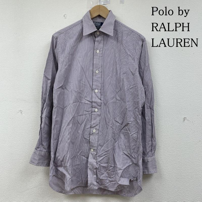 ポロバイラルフローレン Polo by RALPH LAUREN シャツ、ブラウス 長袖 Andrew 長袖 ストライプ シャツ ブラウス 裾ポニー ロゴ 刺繍 サイズ37-80 - ストライプ X ロゴ、文字 X 刺繍 白 / ホワイト / white X 紫 / パープル / purple メンズ USED 古着 中古 50147268