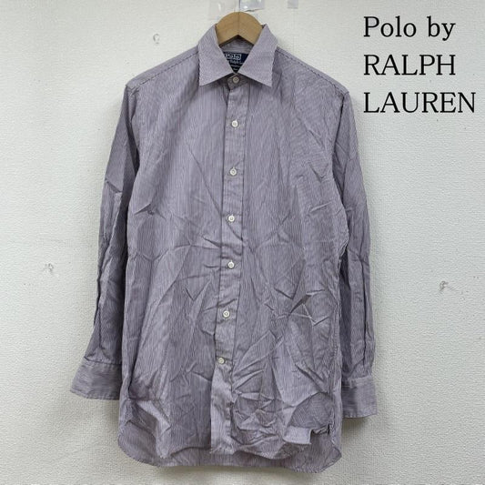 ポロバイラルフローレン Polo by RALPH LAUREN シャツ、ブラウス 長袖 Andrew 長袖 ストライプ シャツ ブラウス 裾ポニー ロゴ 刺繍 サイズ37-80 - ストライプ X ロゴ、文字 X 刺繍 白 / ホワイト / white X 紫 / パープル / purple メンズ USED 古着 中古 50147268