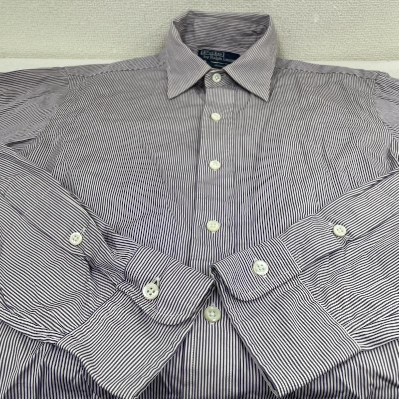ポロバイラルフローレン Polo by RALPH LAUREN シャツ、ブラウス 長袖 Andrew 長袖 ストライプ シャツ ブラウス 裾ポニー ロゴ 刺繍 サイズ37-80 - ストライプ X ロゴ、文字 X 刺繍 白 / ホワイト / white X 紫 / パープル / purple メンズ USED 古着 中古 50147268