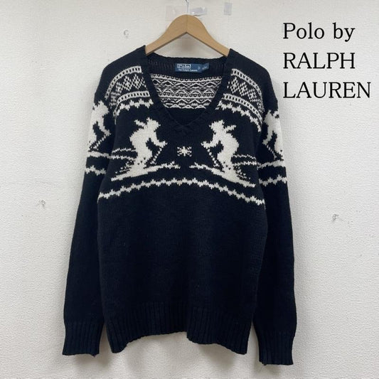 ポロバイラルフローレン Polo by RALPH LAUREN ニット、セーター 長袖 ニット セーター Vネック ウール ノルディック スキー カシミヤ アンゴラ混 L ノルディック柄 X  白 / ホワイト / white X 黒 / ブラック / black メンズ USED 古着 中古 50147271