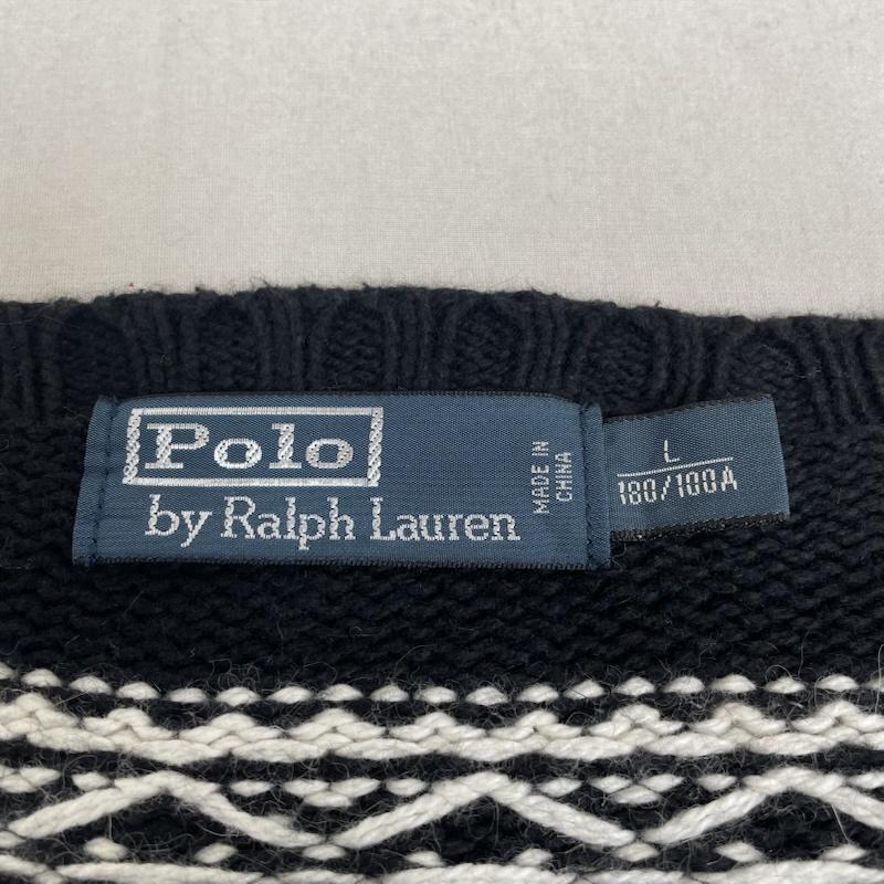 ポロバイラルフローレン Polo by RALPH LAUREN ニット、セーター 長袖 ニット セーター Vネック ウール ノルディック スキー カシミヤ アンゴラ混 L ノルディック柄 X  白 / ホワイト / white X 黒 / ブラック / black メンズ USED 古着 中古 50147271