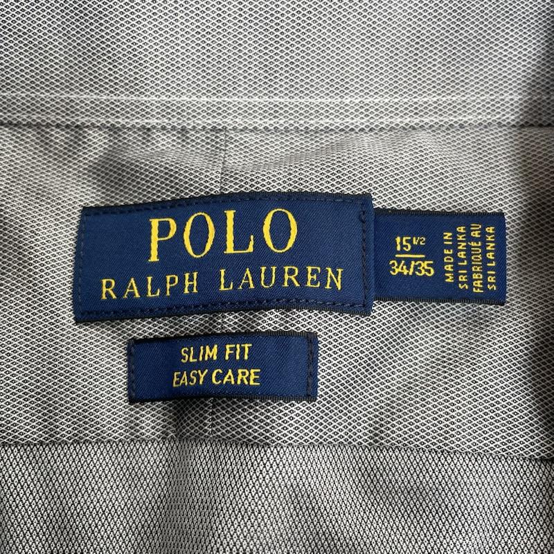 ポロラルフローレン POLO RALPH LAUREN シャツ、ブラウス 長袖 SLIM FIT ガゼットポニー ワイシャツ 長袖 シャツ ブラウス Shirt ロングスリーブ 裾ポニーロゴ 刺繍 サイズ15 1/2 34/35 - 無地 灰 / グレー / gray メンズ USED 古着 中古 50147288