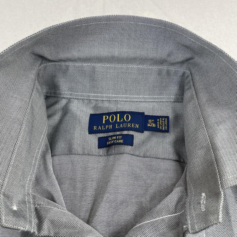 ポロラルフローレン POLO RALPH LAUREN シャツ、ブラウス 長袖 SLIM FIT ガゼットポニー ワイシャツ 長袖 シャツ ブラウス Shirt ロングスリーブ 裾ポニーロゴ 刺繍 サイズ15 1/2 34/35 - 無地 灰 / グレー / gray メンズ USED 古着 中古 50147288