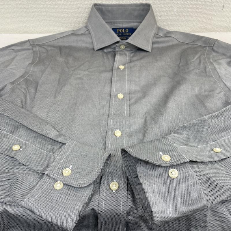 ポロラルフローレン POLO RALPH LAUREN シャツ、ブラウス 長袖 SLIM FIT ガゼットポニー ワイシャツ 長袖 シャツ ブラウス Shirt ロングスリーブ 裾ポニーロゴ 刺繍 サイズ15 1/2 34/35 - 無地 灰 / グレー / gray メンズ USED 古着 中古 50147288