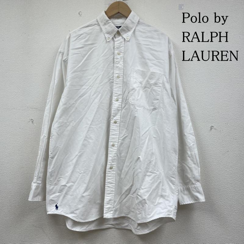ポロバイラルフローレン Polo by RALPH LAUREN シャツ、ブラウス 長袖 現行タグ 裾ポニーロゴ 刺繍 長袖 ボタンダウン シャツ ブラウス M ロゴ、文字 X 刺繍 白 / ホワイト / white メンズ USED 古着 中古 50147295