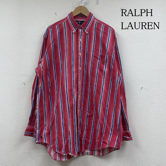 ラルフローレン RALPHLAUREN シャツ、ブラウス 長袖 長袖 ボタンダウン シャツ ブラウス マルチカラー ストライプ 裾ポニー ロゴ 刺繍 L ストライプ X ロゴ、文字 X 刺繍 白 / ホワイト / white X 青 / ブルー / blue X 赤 / レッド / red メンズ USED 古着 中古 50147297