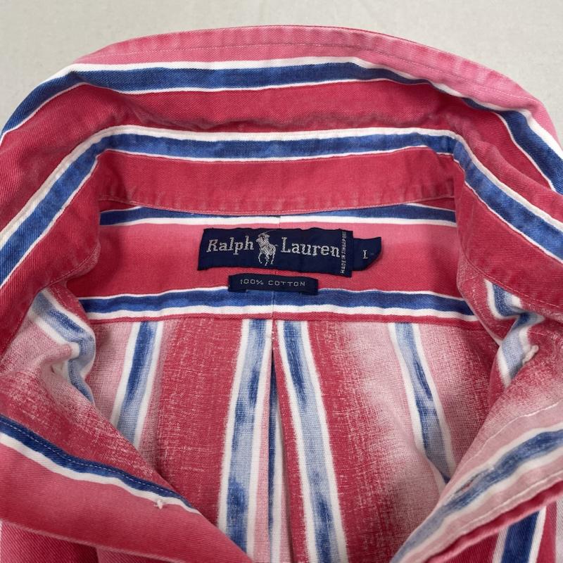 ラルフローレン RALPHLAUREN シャツ、ブラウス 長袖 長袖 ボタンダウン シャツ ブラウス マルチカラー ストライプ 裾ポニー ロゴ 刺繍 L ストライプ X ロゴ、文字 X 刺繍 白 / ホワイト / white X 青 / ブルー / blue X 赤 / レッド / red メンズ USED 古着 中古 50147297