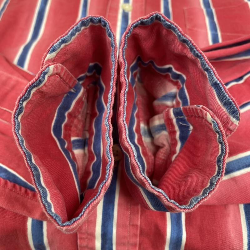 ラルフローレン RALPHLAUREN シャツ、ブラウス 長袖 長袖 ボタンダウン シャツ ブラウス マルチカラー ストライプ 裾ポニー ロゴ 刺繍 L ストライプ X ロゴ、文字 X 刺繍 白 / ホワイト / white X 青 / ブルー / blue X 赤 / レッド / red メンズ USED 古着 中古 50147297