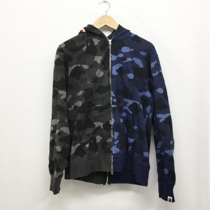 アベイシングエイプ A BATHING APE パーカー 長袖 a bathing ape 001ZPK801001M Camo Shark Full Zip Hoodie フルジップ　カモ M 総柄 青 / ブルー / blue X 灰 / グレー / gray メンズ USED 古着 中古 50147308