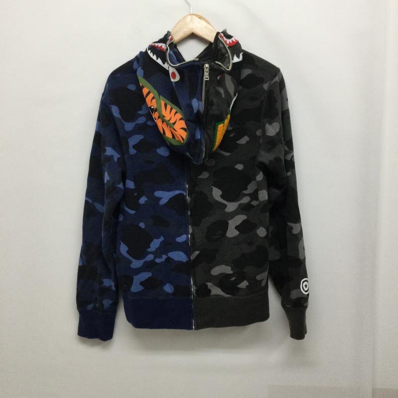 アベイシングエイプ A BATHING APE パーカー 長袖 a bathing ape 001ZPK801001M Camo Shark Full Zip Hoodie フルジップ　カモ M 総柄 青 / ブルー / blue X 灰 / グレー / gray メンズ USED 古着 中古 50147308