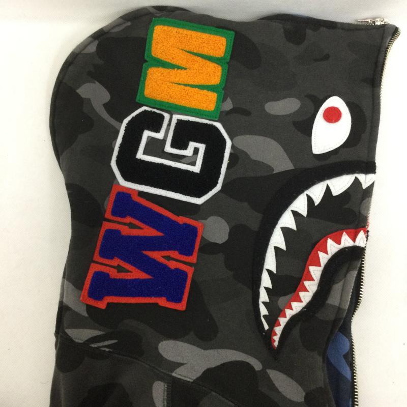 アベイシングエイプ A BATHING APE パーカー 長袖 a bathing ape 001ZPK801001M Camo Shark Full Zip Hoodie フルジップ　カモ M 総柄 青 / ブルー / blue X 灰 / グレー / gray メンズ USED 古着 中古 50147308