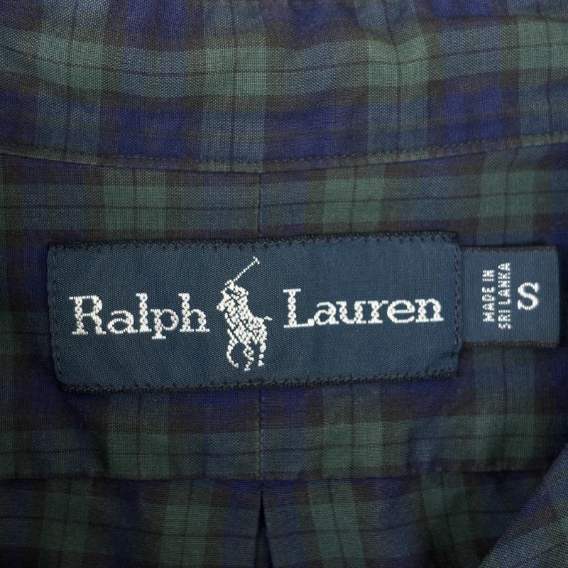 ラルフローレン RALPHLAUREN シャツ、ブラウス 長袖 スリランカ製 チェック柄 ボタンダウン 長袖 シャツ S 緑 / グリーン / green X 紺 / ネイビー / navy メンズ USED 古着 中古 50147357