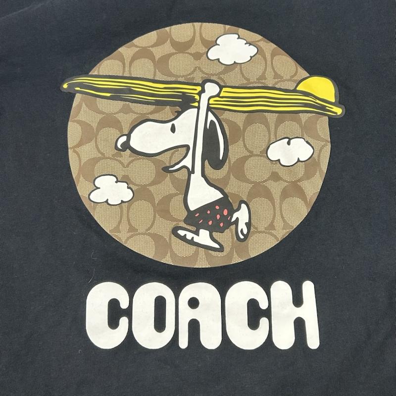 コーチ COACH Tシャツ 半袖 PEANUTS ピーナッツ スヌーピー プリントTシャツ 175/96A S プリント 黒 / ブラック / black メンズ USED 古着 中古 50147385