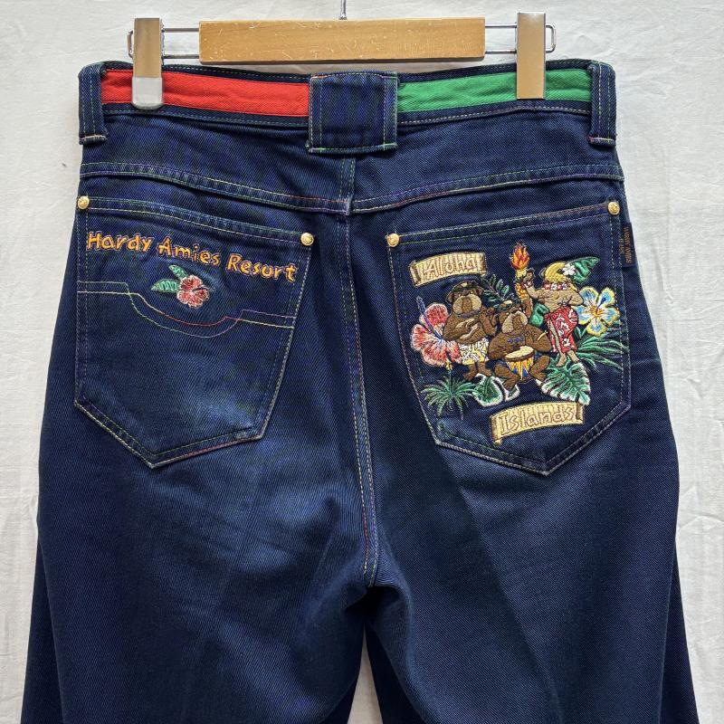 ハーディーエイミス HARDYAMIES パンツ デニム、ジーンズ アロハ ドッグ ロゴ バック 刺繍 レーヨン コットン デニム パンツ - インディゴ / インディゴ / Indigo メンズ USED 古着 中古 50147391