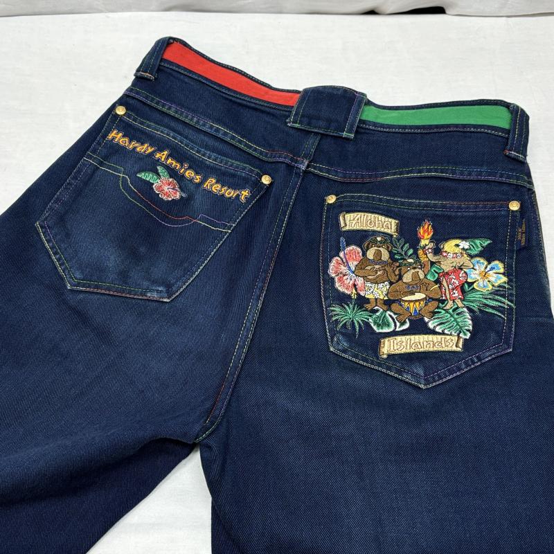 ハーディーエイミス HARDYAMIES パンツ デニム、ジーンズ アロハ ドッグ ロゴ バック 刺繍 レーヨン コットン デニム パンツ - インディゴ / インディゴ / Indigo メンズ USED 古着 中古 50147391