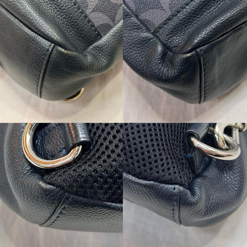 コーチ COACH ボディバッグ ボディバッグ シグネチャー ヴァーシティストライプ レザーバッグ ワンショルダー ボディバッグ ネイビー - 総柄 紺 / ネイビー / navy X 白 / ホワイト / white メンズ USED 古着 中古 50147393