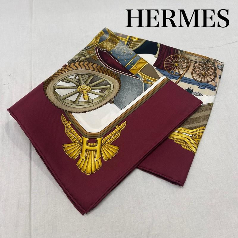 エルメス HERMES ファッション小物 スカーフ、ポケットチーフ カレ90 ST.CHRISTOPHEETLENFANTJESUS automobile オートモービル シルクスカーフ - プリント レディース USED 古着 中古 50147429